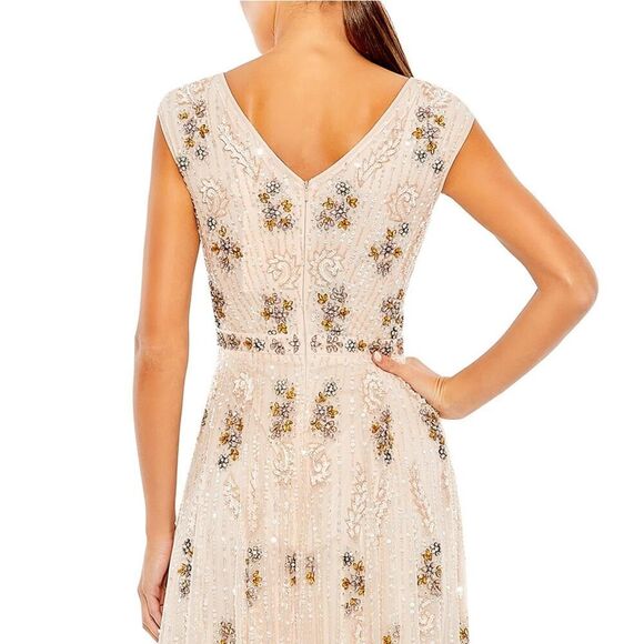 Mac Duggal Embellished Blush Pink Wrap Over Sleeve A-line Gown Dress Size 12 - Picture 2 of 16